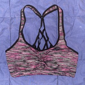 Pink/grey/black sports bra - removable pads - size M